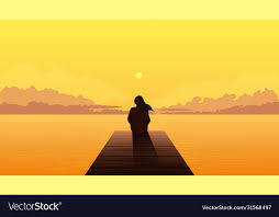 sunset sad alone dreamy vector image