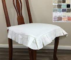 Linen Chair Seat Cover With Pleated