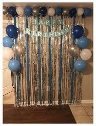blue and silver birthday decoration