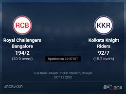 Read ipl 2019 kkr vs rcb 35th match prediction and find out which team will be the winner of the match. Royal Challengers Bangalore Vs Kolkata Knight Riders Live Score Over Match 28 T20 11 15 Updates Cricket News