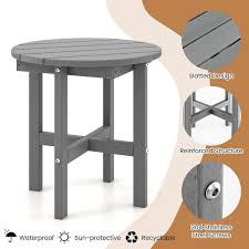 Costway Patio 18 Adirondack Round Side Table All Weather Hdpe End See Details Grey