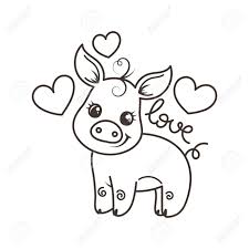 Here are some free printable cute baby pig coloring pages for little kids to print and color. Cute Cartoon Baby Pig Vector Illustration Coloring Page Royalty Free Cliparts Vectors And Stock Illustration Image 104151421