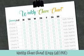 Weekly Chore Chart Editable Pdf Kids Chore Chart