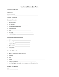Contact Info Sheet Template Employee Contact Information Template