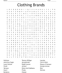 clothing brands word search wordmint