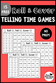 no prep telling time games roll