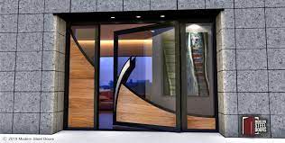 Wave Glass Entry Door Pivot Front