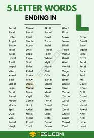 525 useful 5 letter words that end in l