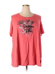 Details About Catherines Women Pink Short Sleeve T Shirt 2x Plus