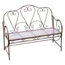 Ornate Metal Bench Seat In Brown By