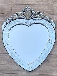 Vintage Venetian Glass Etched Heart