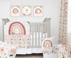Rainbow Crib Bedding Set Baby Girl Crib