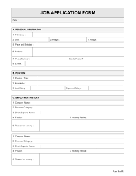 Employement Application Template Download Job Application Form