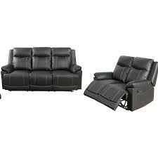 Black Faux Leather Recliner Chairs Set