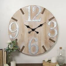 Large Number Wood Wall Clock Antique