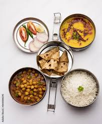 indian vegetarian lunch box or tiffin
