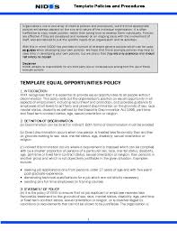 Templates are a source for creating policies from a predefined starting point. Equal Opportunities Policy Sample Free Download