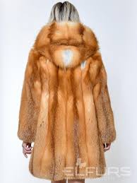 Red Fox Fur Jacket With Hood Fur