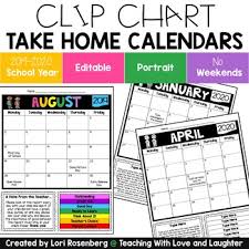 Editable Behavior Calendars 2019 2020 School Year No Weekends Portrait