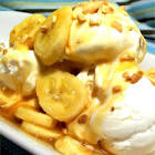 bananas with caramel sauce and whipped cream