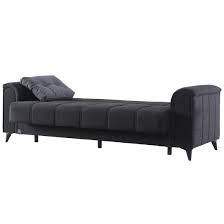 sofa bed 240x115 cm in black microfiber