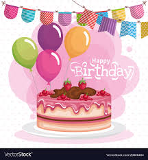happy birthday cake celebration card