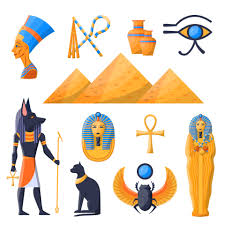 ancient egypt symbols icons set vector