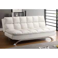 faux leather filia futon sofa white