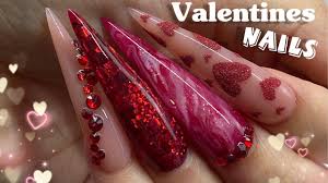 long sti valentines acrylic nails