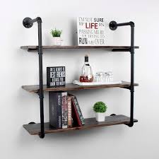 Buy Weven 36 Industrial Pipe Bookshelf Wall Mounted 3 Tier Rustic