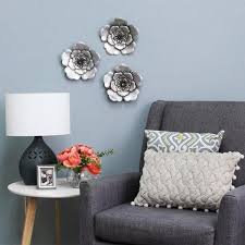 silver metal flower wall decor