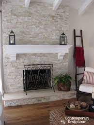 White And Grey Brick Fireplaces White
