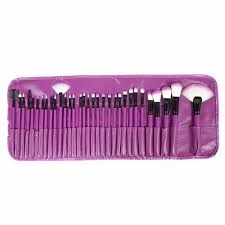 plastic 32 pc purple makeup brushes set