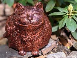 Kitty Cat Garden Statue Stone Fat Cat