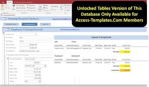 Access Database Employee Training Plan And Record Templates