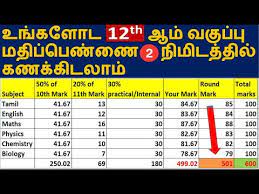 how to calculate tn 12th mark in tamil