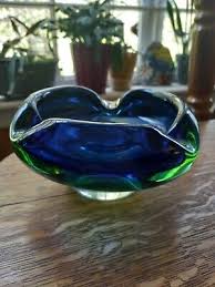 Murano Heavy Art Glass Ashtray Cobalt