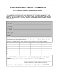 Payroll Deduction Form Template 10 Free Sample Example