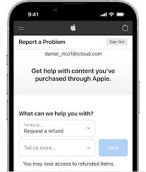 request a refund for apps or content