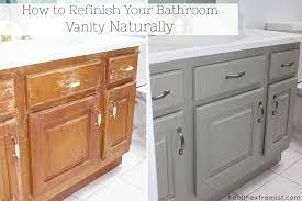Refinishing your bathroom vanity cabinets is a weekend project that will refresh your bathroom's decor without killing your budget. How To Refinish A Bathroom Vanity Naturally No Vocs Treasured Tips