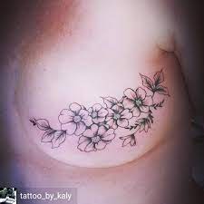 This tattoo by ike trimboli features flattering curved flourishes and pretty watercolor flowers. Pin On Tattoo