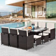 Outdoor Cushioned Rattan Wicker Dining Set