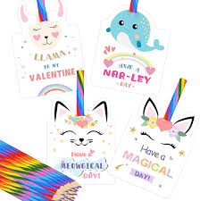 Classroom valentines cards ~ use these if you are looking for an alternative to the drugstore valentines. Amazon Com Valentines Day Cards For Kids Set Of 24 Rainbow Pencils Unicorn Valentines Class Party Favors Valentine Day Cards Exchange Bulk For Girls Boys School Classroom Supplies Toys Games