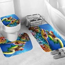 sea turtle bathroom rug set shower