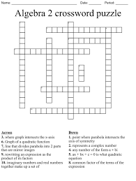 Algebra 2 Crossword Puzzle In 2023