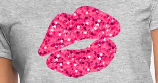 kiss pink glitter lips women funny