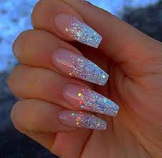 Matching shoes, a clutch, and jewelry to your prom dress may be your main focus, but don't forget about your prom nails! New Year Nails Sparkly Acrylic Nails Acrylic Nail Designs Prom Nail Designs