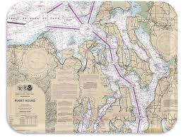Trays4us Puget Sound Everett Nautical Chart Birch Wood Veneer 16x12 Inches Large Tv Serving Map Tray 100 Different Designs Newegg Com