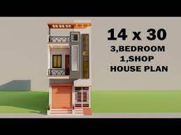 अब 14x30 म 3 Bedroom House Plan 14 30