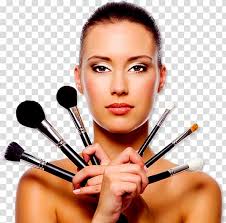 woman holding makeup brushes cosmetics